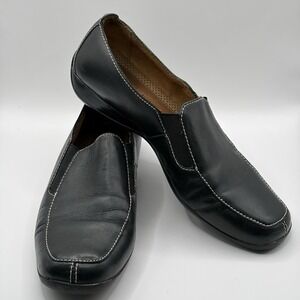 Natural Soul By Naturalizer Size 9 M Womens Black Leather Slip On Loafer